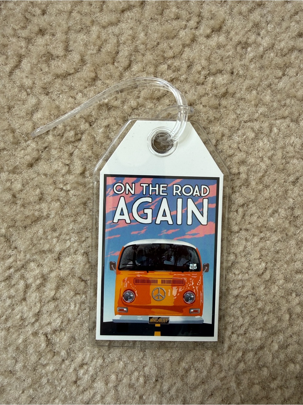 On The Road Again Orange Van Decorative Travel Tag by